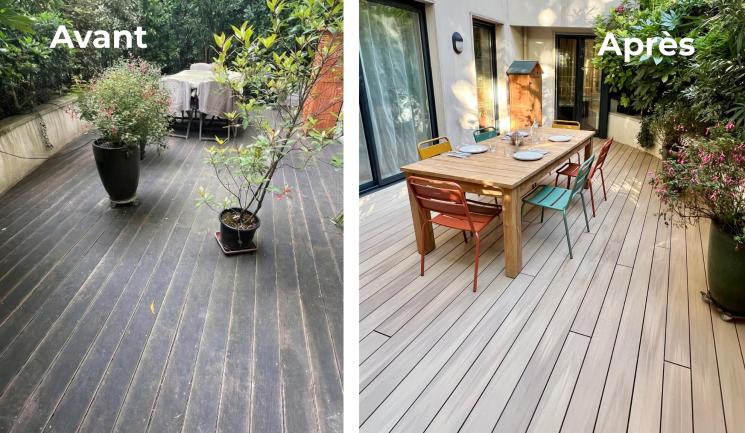 Avant Après Terrasse Chêne clair Bercy